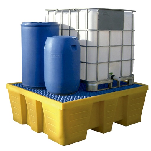 [049484] Cubeto de retención de plástico con rejilla plástica - Cap.: 1000 lts. - Dim.: 1740x1450x600h mm - Amarillo