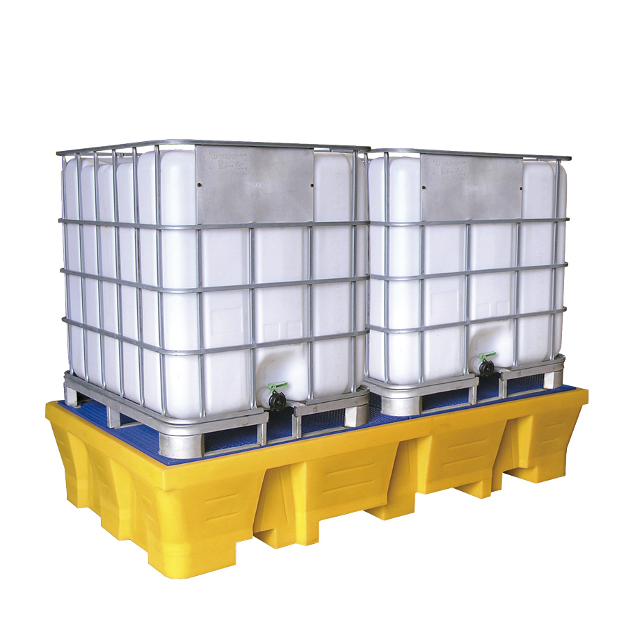 [049486] Cubeto de retención de plástico con rejilla plástica - Cap.: 1050 lts. - Dim.: 2500x1300x490h mm - Amarillo