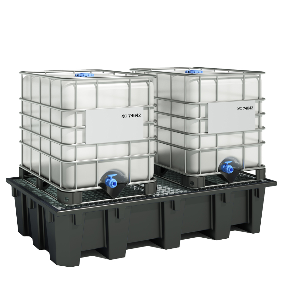 [049487] Cubeto de retención plástica con rejilla metálica - Cap.: 1050 lts. - Dim.: 2500x1300x543h mm - Negro