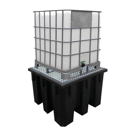[049488] Cubeto de retención plástica con rejilla metálica - Cap.: 1100 lts. - Dim.: 1380x1280x1000h mm - Negro