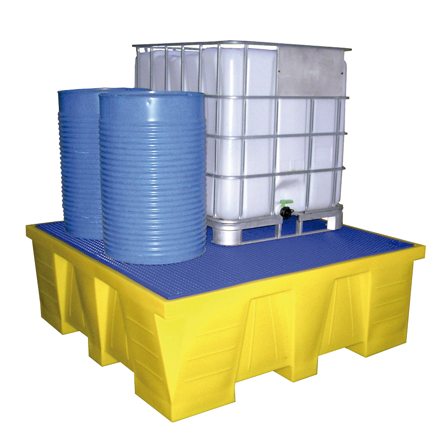 [049494] Cubeto de retención de plástico con rejilla plástica - Cap.: 1500 lts. - Dim.: 1830x1830x640h mm - Amarillo