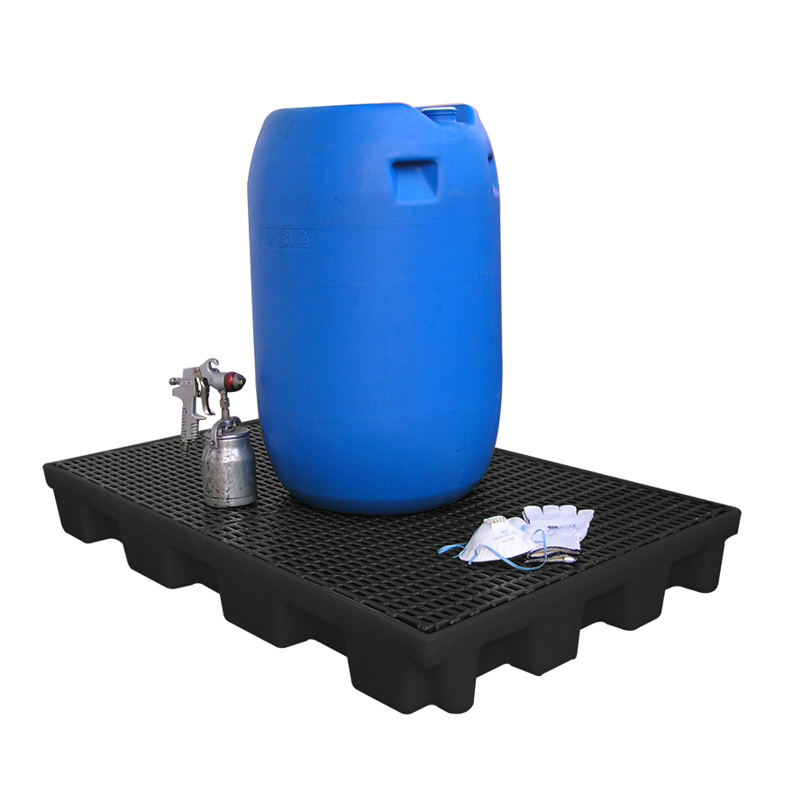 [049506] Cubeta colectora plástica de 120 lts. de capacidad para botellas y garrafas con rejilla - Dim.: 1270x825x150h mm - Negro