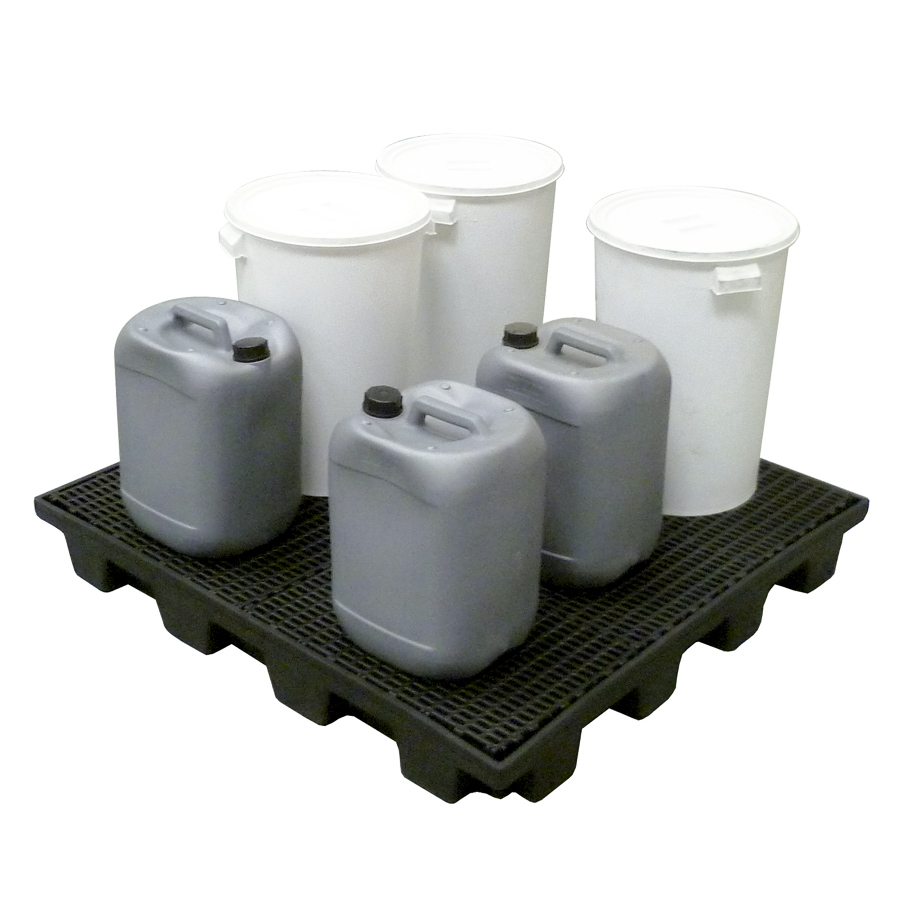 [049507] Cubeta colectora plástica de 180 lts. de capacidad para botellas y garrafas con rejilla - Dim.: 1280x1230x150h mm - Negro