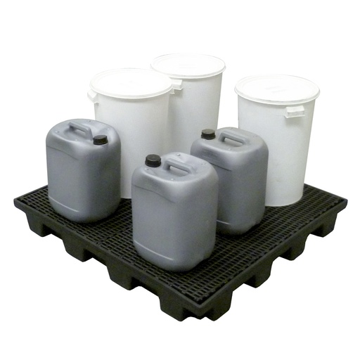 [049507] Cubeta colectora plástica de 180 lts. de capacidad para botellas y garrafas con rejilla - Dim.: 1280x1230x150h mm - Negro