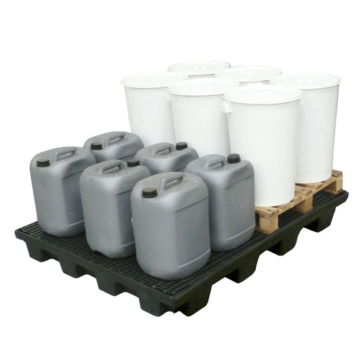 [049508] Cubeta colectora plástica de 240 lts. de capacidad para botellas y garrafas con rejilla - Dim.: 1610x1270x150h mm - Negro