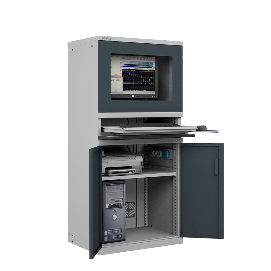 [049509] Armario para protección de ordenadores - Dim.: 717x595x1625h mm - Gris ral 7035 y gris ral 7016