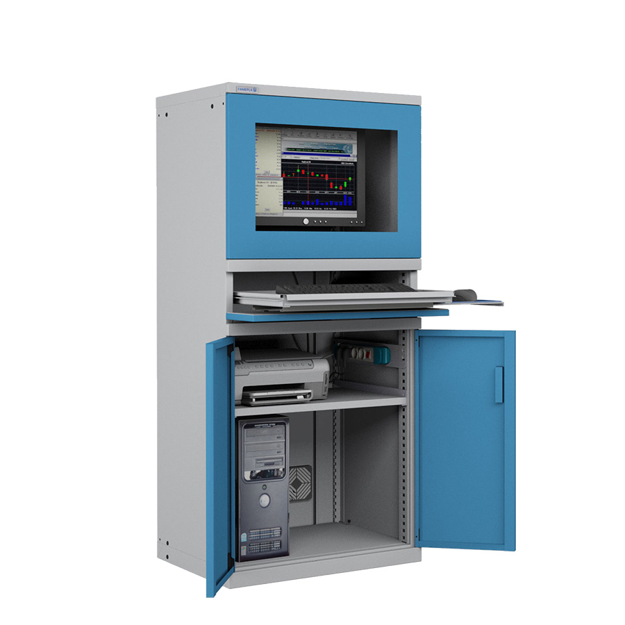 [049511] Armario para protección de ordenadores - Dim.: 717x595x1625h mm - Gris ral 7035 y azul ral 5012