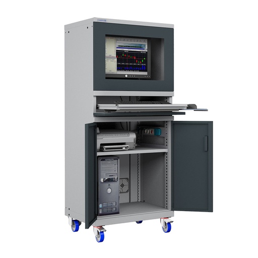 [049513] Armario con ruedas para protección de ordenadores - Dim.: 717x595x1762h mm - Gris ral 7035 y gris ral 7016