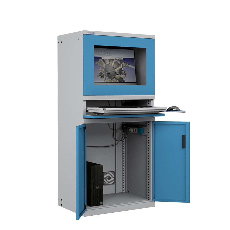 [049524] Armario para protección de ordenadores - Dim.: 717x595x1625h mm - Gris ral 7035 y gris ral 5012