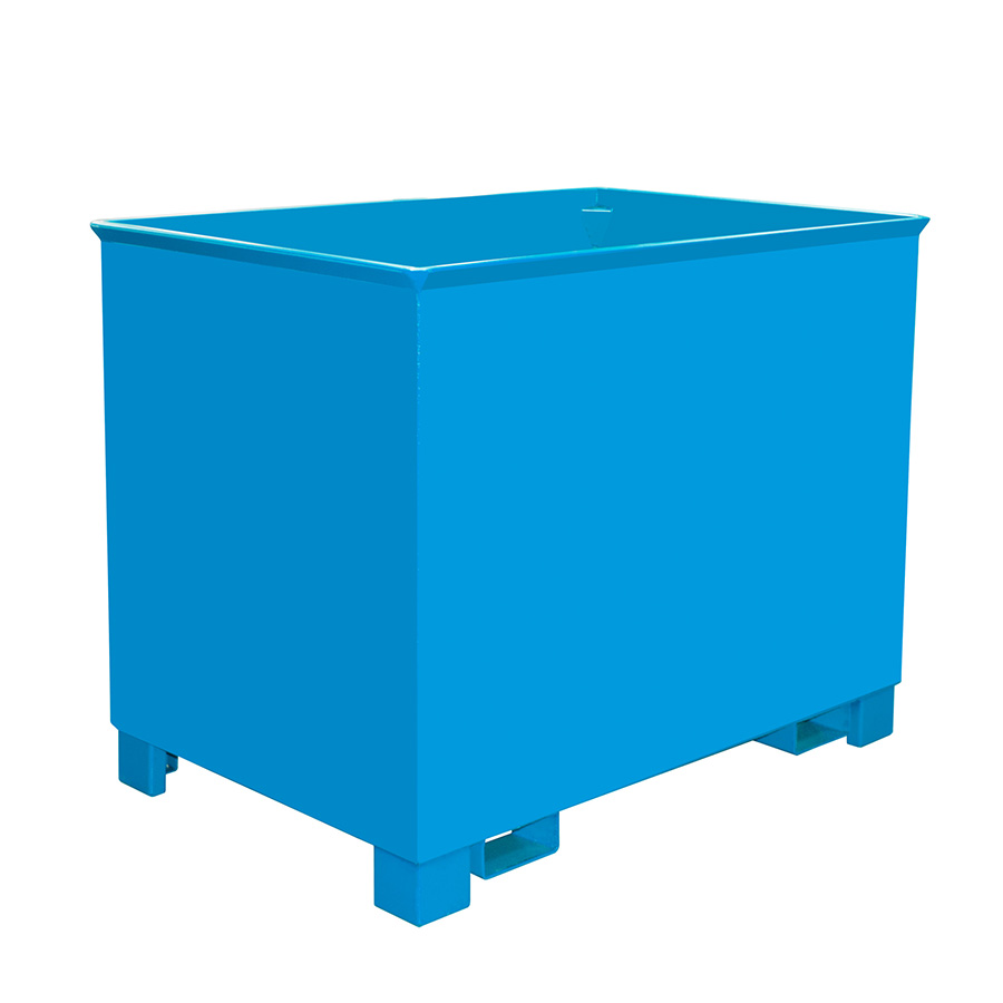 [049550] Contenedor metálico apilable de paredes lisas y 0,8 m3 de capacidad - Dim.: 840x1240x975h mm - Azul ral 5012
