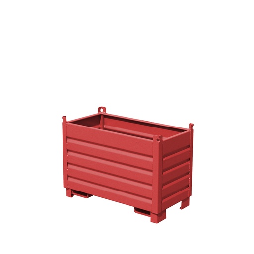 [049554] Contenedor metálico de chapa reforzado de 0,5 m³ - Dim.: 600x1200x850h mm - Rojo ral 3000