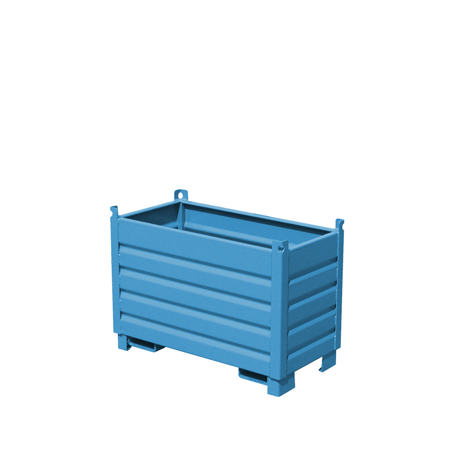 [049555] Contenedor metálico de chapa reforzado de 0,5 m³ - Dim.: 600x1200x850h mm - Azul ral 5012