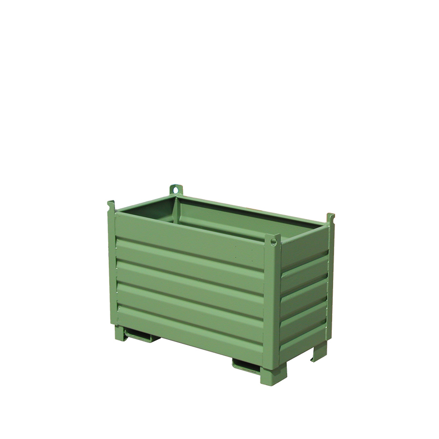 [049556] Contenedor metálico de chapa reforzado de 0,5 m³ - Dim.: 600x1200x850h mm - Verde ral 6011