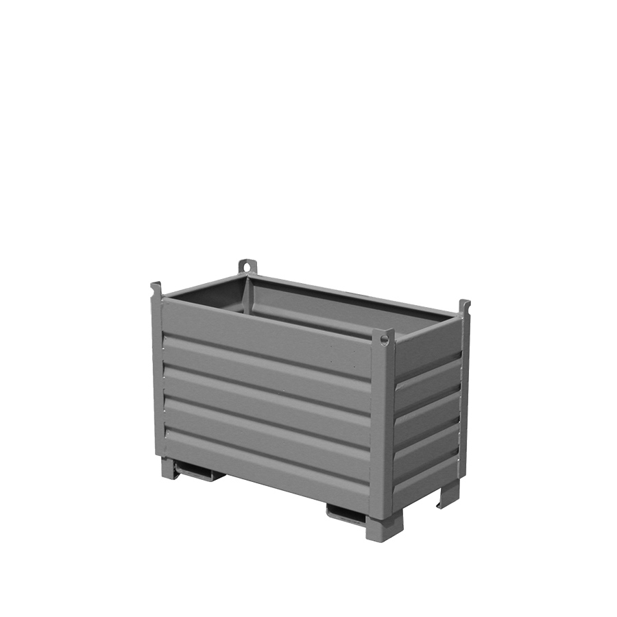 [049557] Contenedor metálico de chapa reforzado de 0,5 m³ - Dim.: 600x1200x850h mm - Gris ral 7005