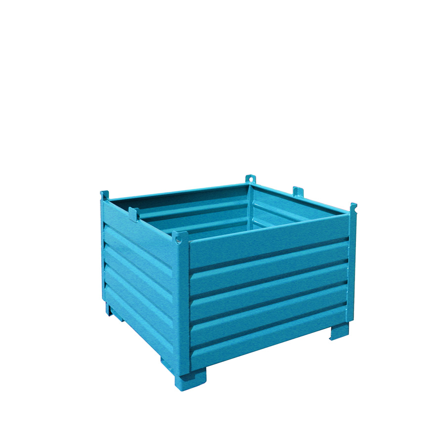 [049559] Contenedor metálico de chapa reforzado de 1 m³ - Dim.: 1200x1200x850h mm - Azul ral 5012