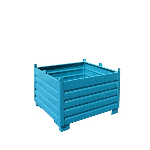[049559] Contenedor metálico de chapa reforzado de 1 m³ - Dim.: 1200x1200x850h mm - Azul ral 5012
