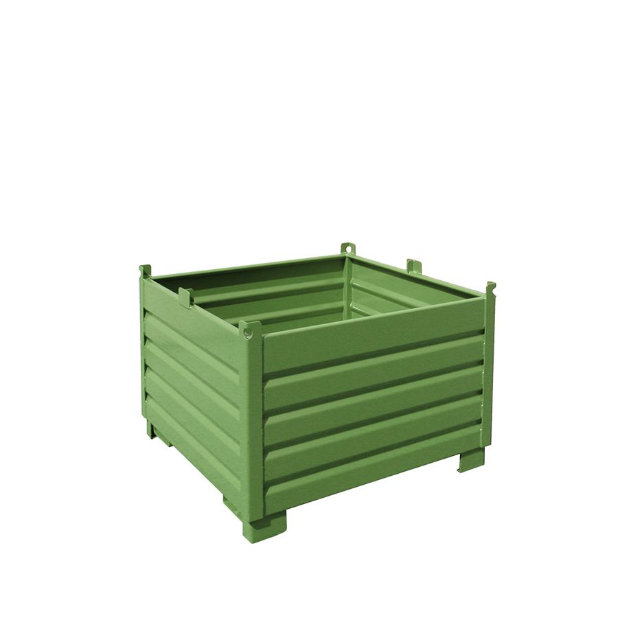[049560] Contenedor metálico de chapa reforzado de 1 m³ - Dim.: 1200x1200x850h mm - Verde ral 6011