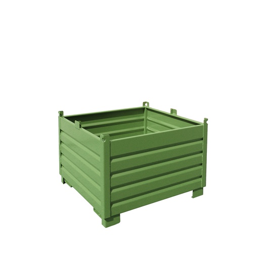 [049560] Contenedor metálico de chapa reforzado de 1 m³ - Dim.: 1200x1200x850h mm - Verde ral 6011
