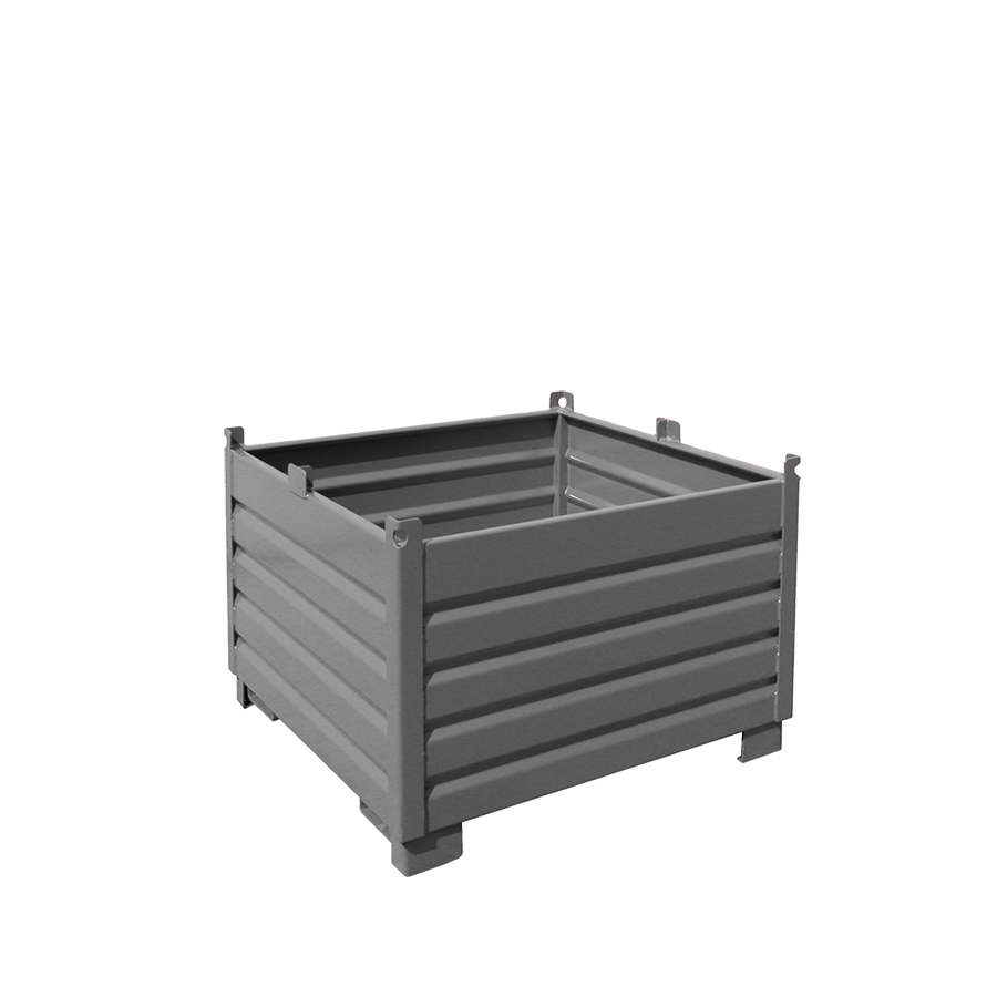 [049561] Contenedor metálico de chapa reforzado de 1 m³ - Dim.: 1200x1200x850h mm - Gris ral 7005