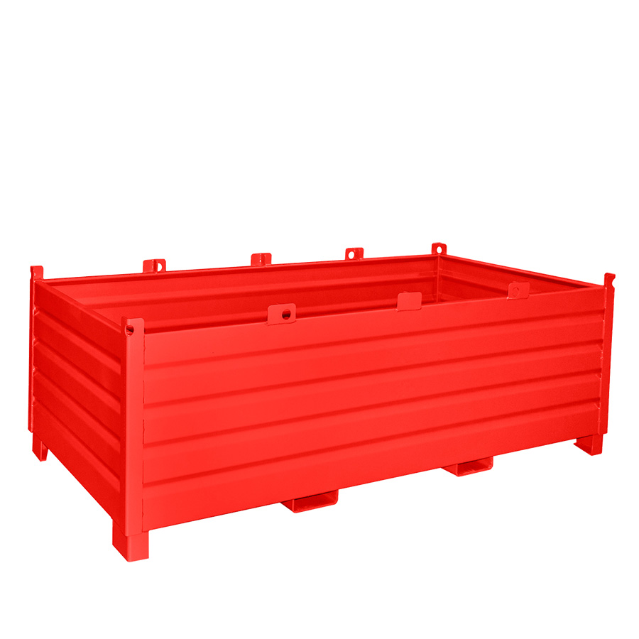 [049562] Contenedor metálico de chapa reforzado de 2 m³ - Dim.: 1200x2400x850h mm - Rojo ral 3000