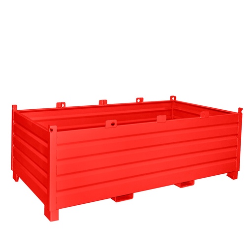 [049562] Contenedor metálico de chapa reforzado de 2 m³ - Dim.: 1200x2400x850h mm - Rojo ral 3000