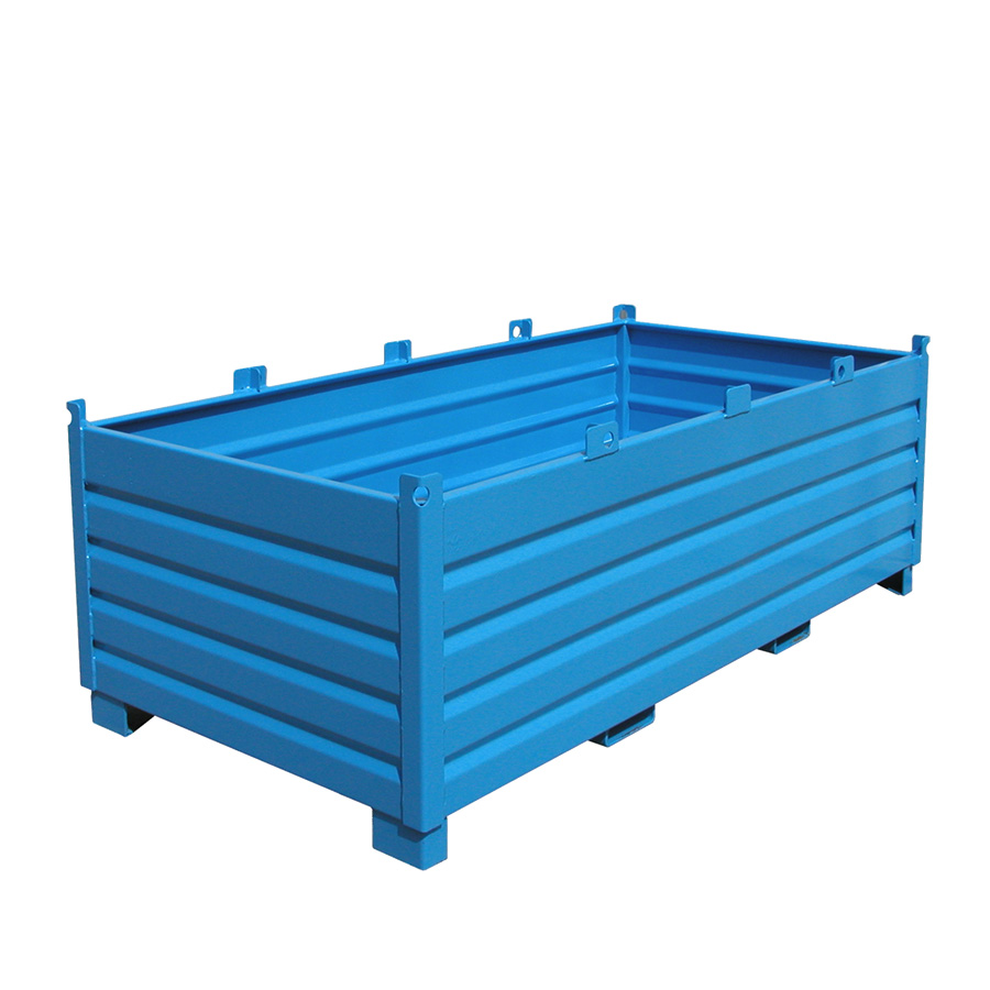 [049563] Contenedor metálico de chapa reforzado de 2 m³ - Dim.: 1200x2400x850h mm - Azul ral 5012