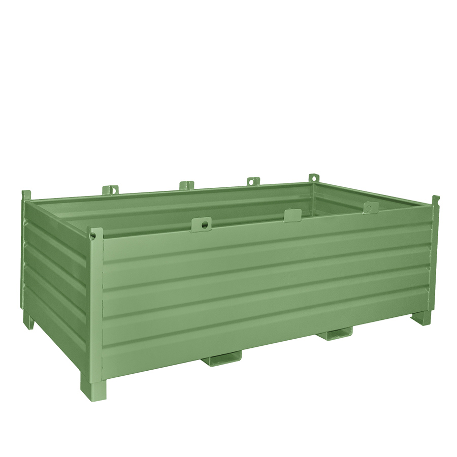 [049564] Contenedor metálico de chapa reforzado de 2 m³ - Dim.: 1200x2400x850h mm - Verde ral 6011