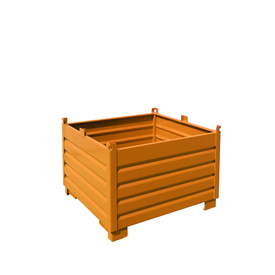 [049567] Contenedor metálico de chapa reforzado de 1 m³ - Dim.: 1200x1200x850h mm - Naranja ral 2000