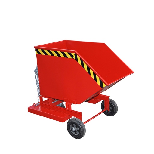 [049588] Contenedor basculante manual con ruedas y guías para carretilla - Capacidad 0,25 m³ - Dim.: 1120x820x990 mm - rojo ral 3000