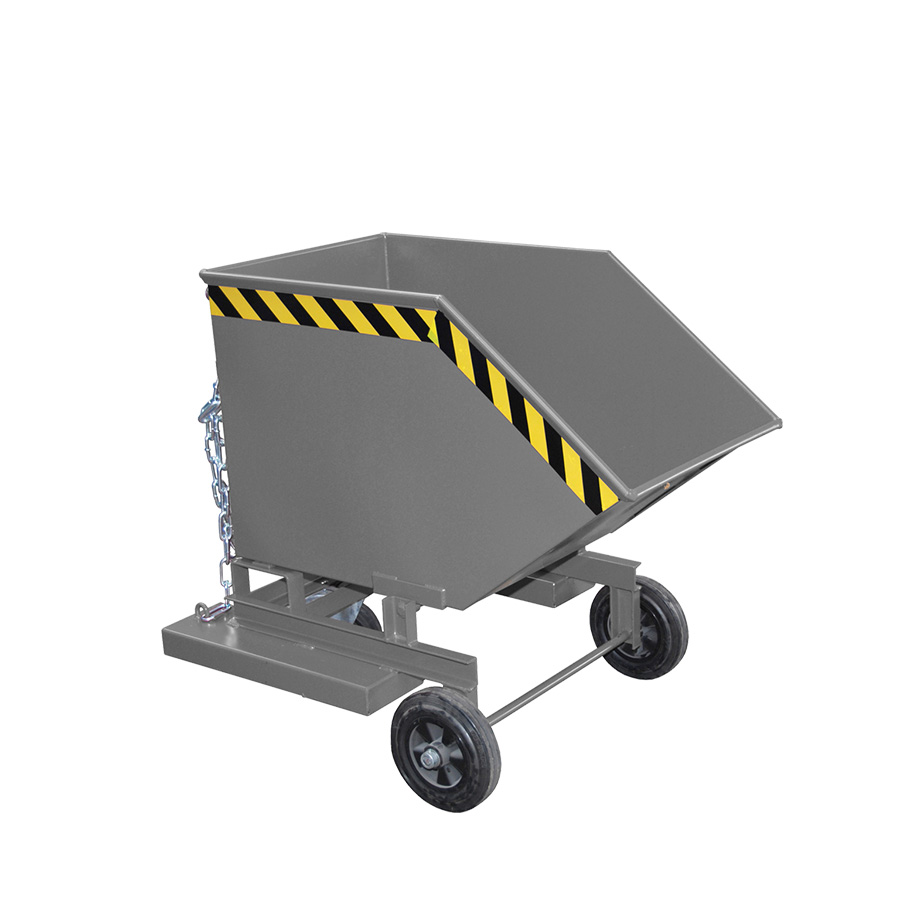 [049591] Contenedor basculante manual con ruedas y guías para carretilla - Capacidad 0,25 m³ - Dim.: 1120x820x990 mm - gris ral 7005