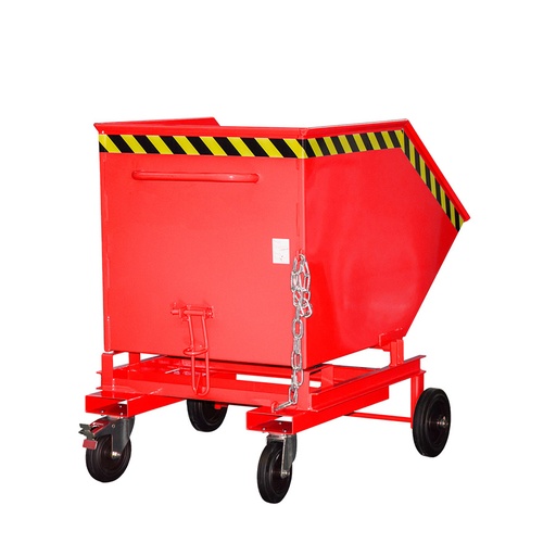 [049598] Contenedor basculante manual con ruedas y guías para carretilla - Capacidad 0,6 m³ - Dim.: 1400x1070x1220 mm - rojo ral 3000.