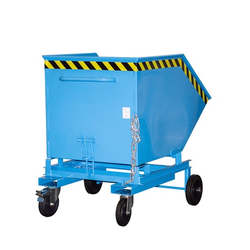 [049599] Contenedor basculante manual con ruedas y guías para carretilla - Capacidad 0,6 m³ - Dim.: 1400x1070x1220 mm - azul ral 5012.