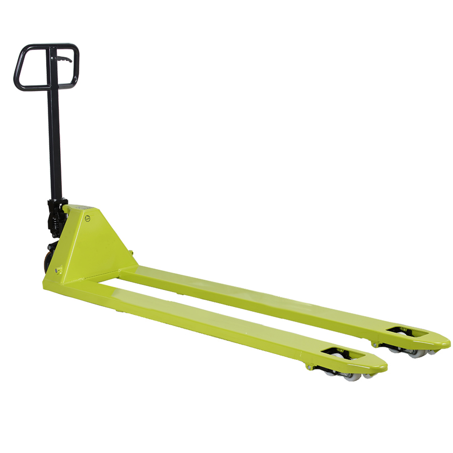[049612] Transpaleta manual super larga - Dim. palas 2400x525 mm - Carga 2500 kg - Verde Pantone 382C
