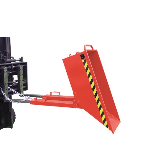 [049614] Contenedor basculante manual de baja altura con guías para carretilla - Capacidad 0,25 m³ - Dim.: 1320x670x535h mm - Rojo ral 3000
