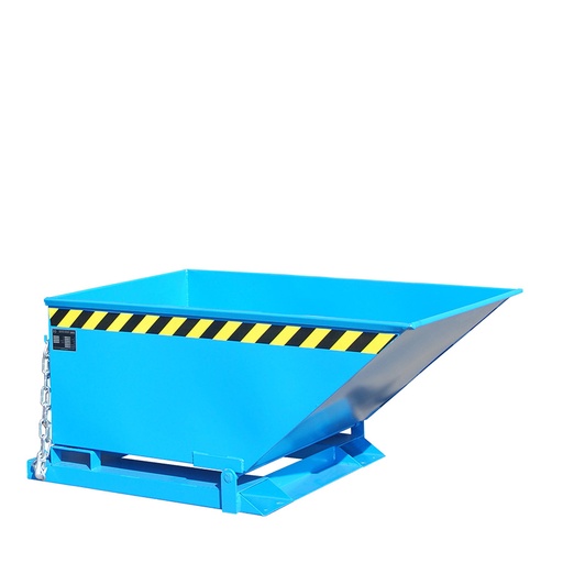 [049619] Contenedor basculante manual de baja altura con guías para carretilla - Capacidad 0,4 m³ - Dim.: 1390x840x610h mm - Azul ral 5012
