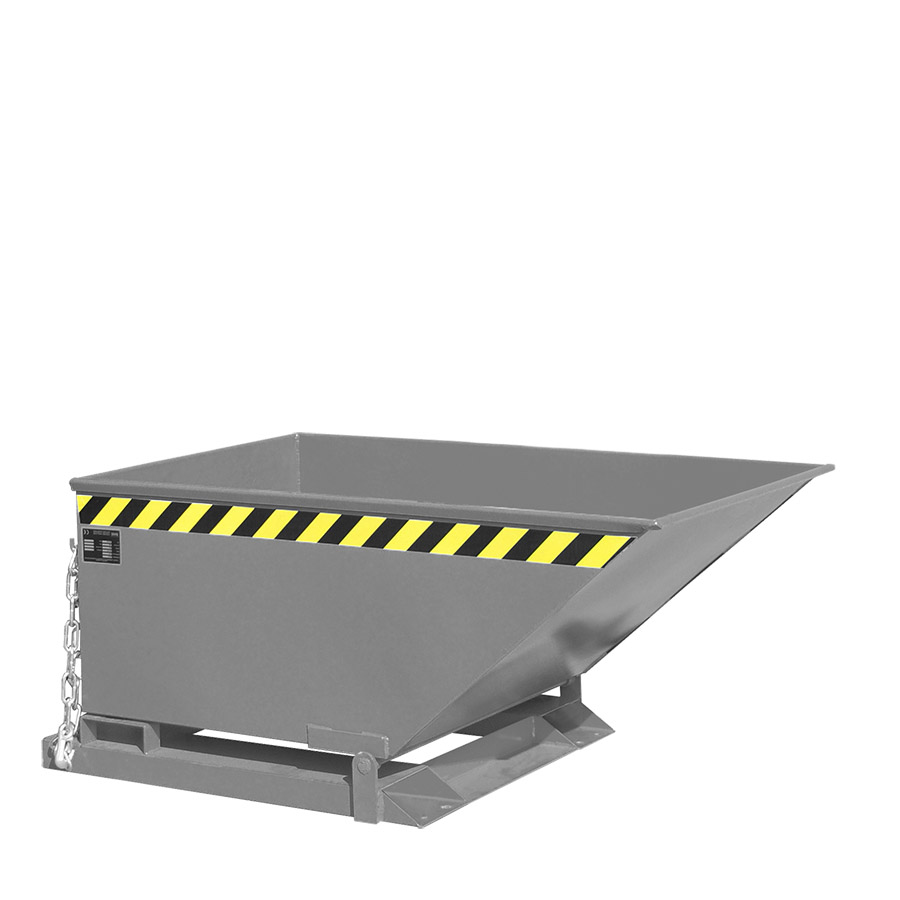 [049621] Contenedor basculante manual de baja altura con guías para carretilla - Capacidad 0,4 m³ - Dim.: 1390x840x610h mm - Gris ral 7005
