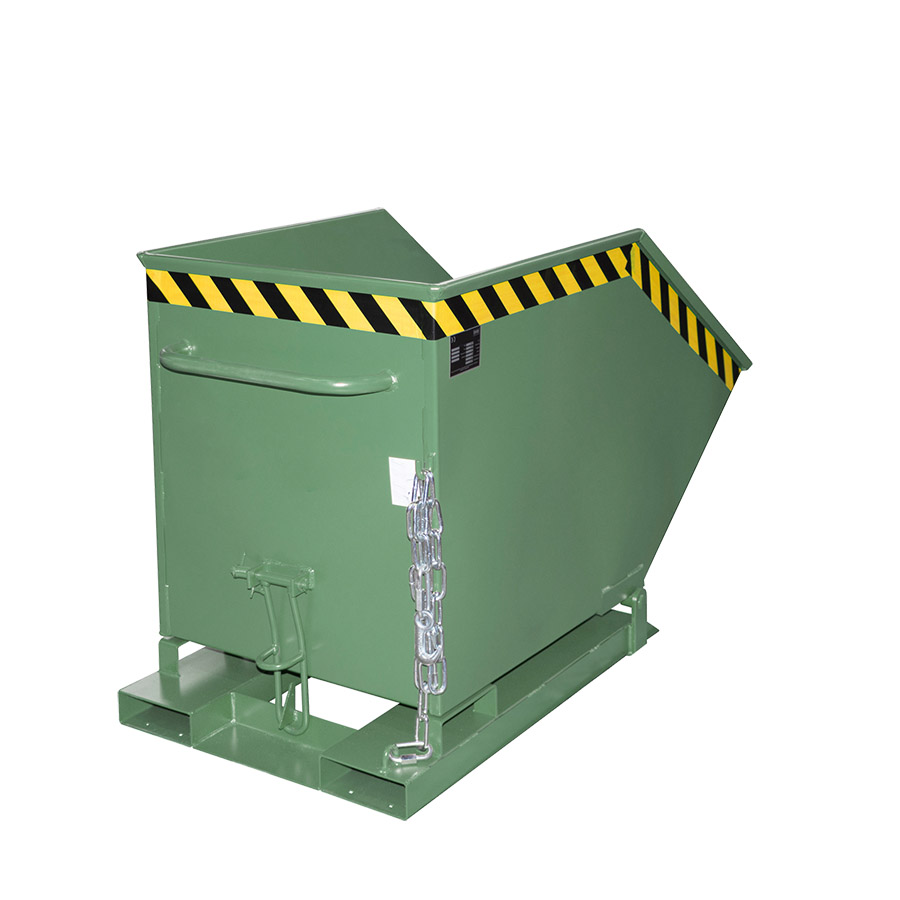 [049628] Contenedor basculante manual con guías para carretilla - Capacidad 0,4 m³ - Dim.: 1320x670x840h mm - Verde ral 6011