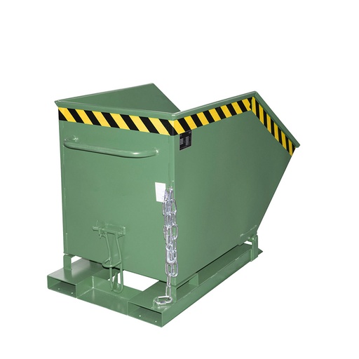 [049628] Contenedor basculante manual con guías para carretilla - Capacidad 0,4 m³ - Dim.: 1320x670x840h mm - Verde ral 6011