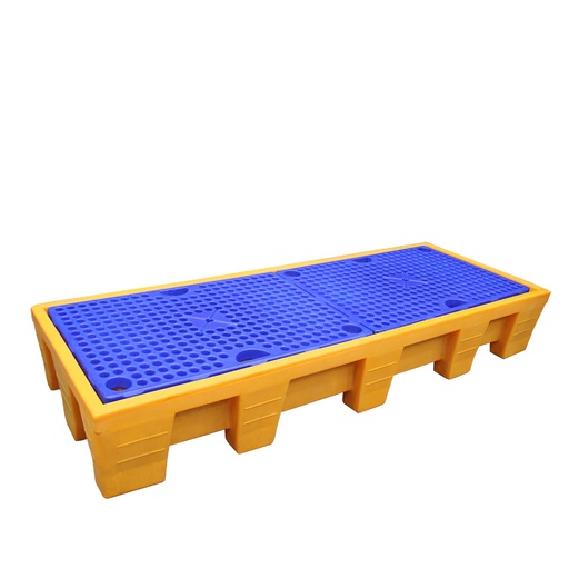 [049635] Cubeto de retención de plástico con rejilla plástica - Cap.: 450 lts. - Dim.: 2579x936x395h mm - Amarillo