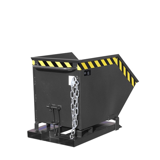 [049652] Contenedor basculante manual con guías para carretilla - Capacidad 0,25 m³ - Dim.: 1130x590x740h mm - Negro ral 7021