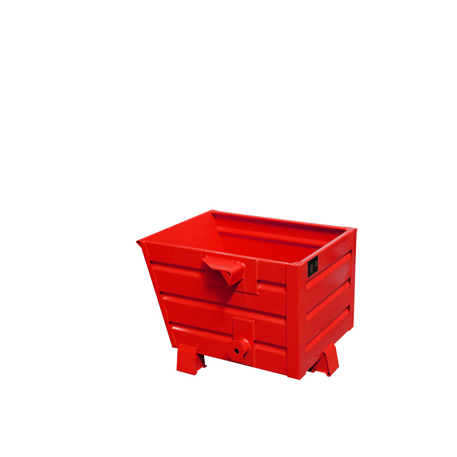 [049662] Contenedor metálico apilable y basculante mediante implante - Cap. 0,3 m³ - Dim.: 800x600x600 mm - Rojo ral 3000