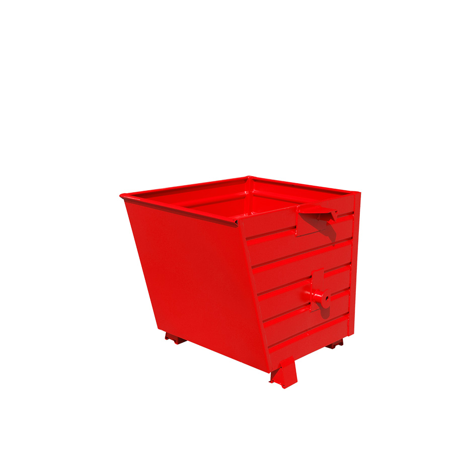 [049666] Contenedor metálico apilable y basculante mediante implante - Cap. 0,5 m³ - Dim.: 1000x800x900 mm - Rojo ral 3000