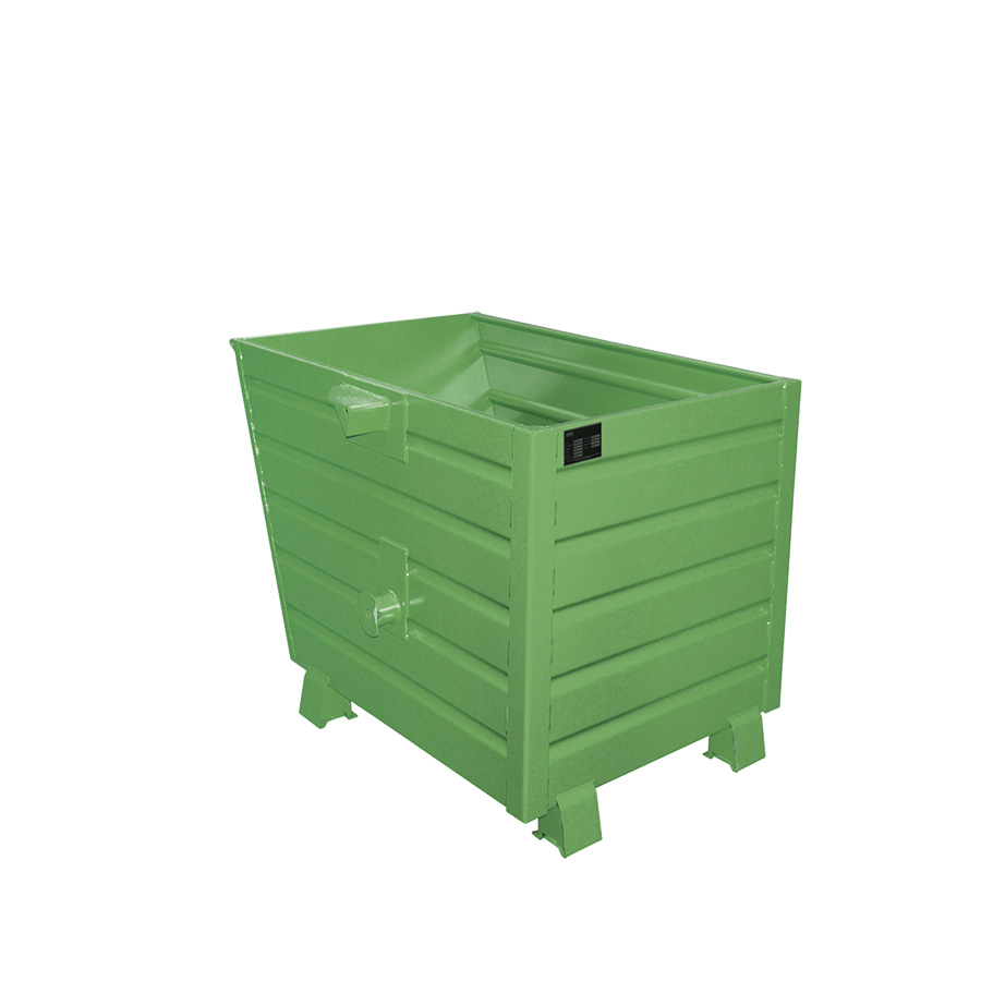 [049672] Contenedor metálico apilable y basculante mediante implante - Cap. 0,7 m³ - Dim.: 1200x800x900 mm - Verde ral 6011