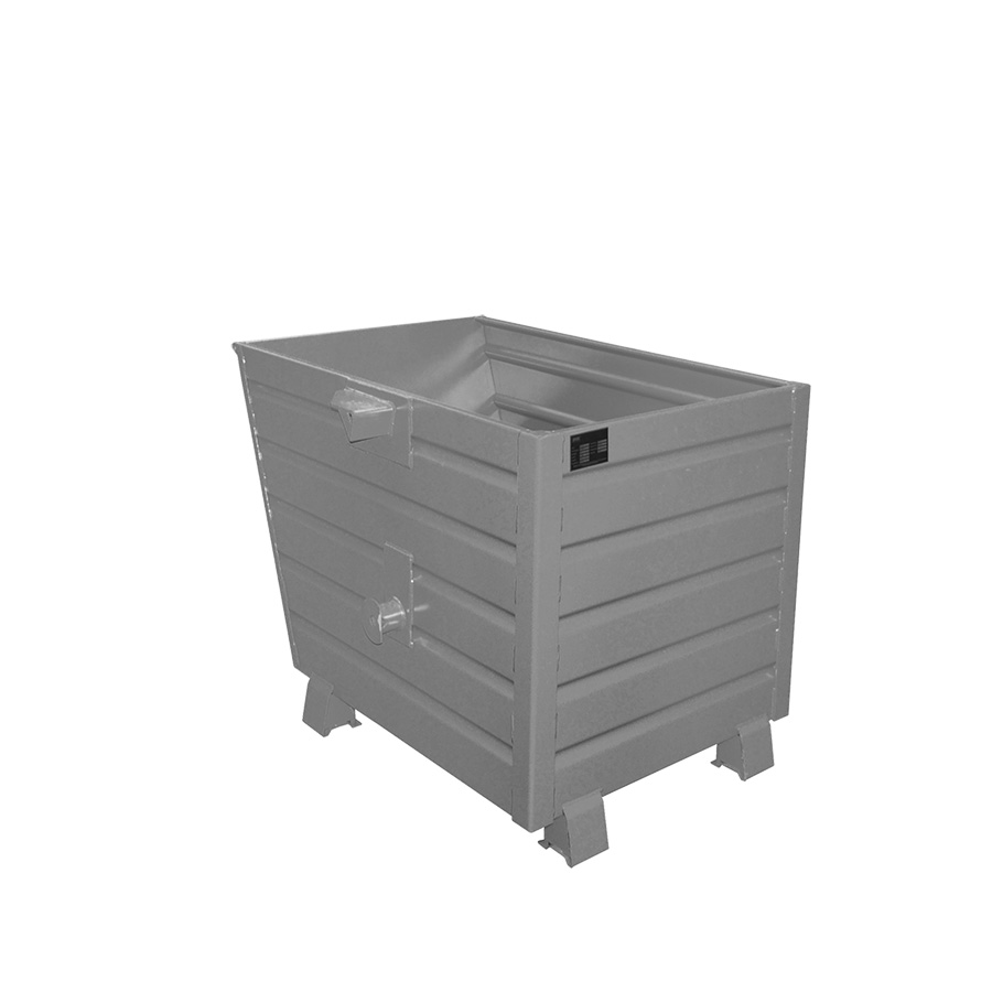 [049673] Contenedor metálico apilable y basculante mediante implante - Cap. 0,7 m³ - Dim.: 1200x800x900 mm - Gris ral 7005