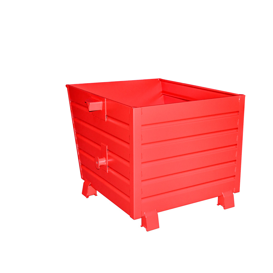 [049674] Contenedor metálico apilable y basculante mediante implante - Cap. 0,9 m³ - Dim.: 1200x1000x900 mm - Rojo ral 3000