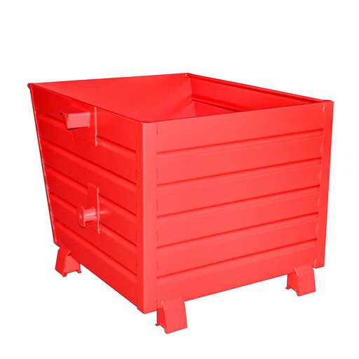 [049674] Contenedor metálico apilable y basculante mediante implante - Cap. 0,9 m³ - Dim.: 1200x1000x900 mm - Rojo ral 3000