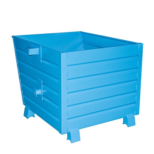 [049675] Contenedor metálico apilable y basculante mediante implante - Cap. 0,9 m³ - Dim.: 1200x1000x900 mm - Azul ral 5012