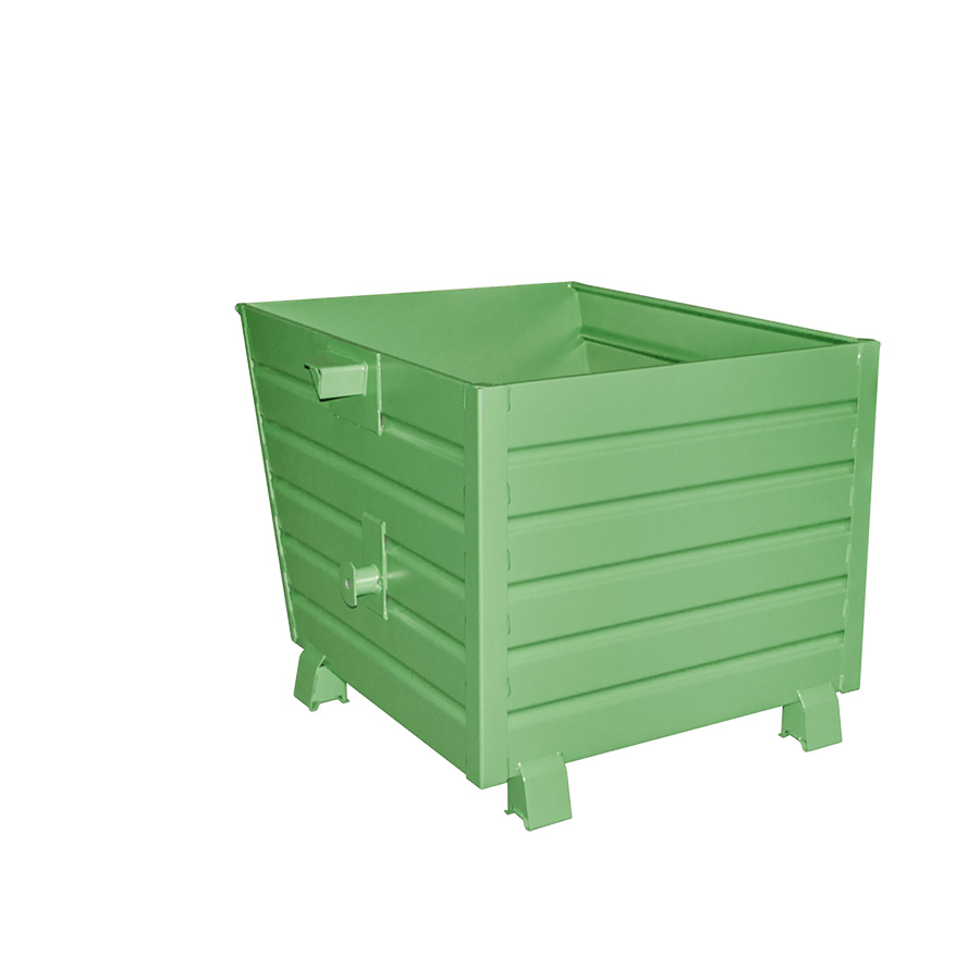 [049676] Contenedor metálico apilable y basculante mediante implante - Cap. 0,9 m³ - Dim.: 1200x1000x900 mm - Verde ral 6011