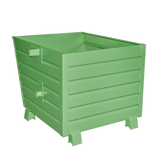 [049676] Contenedor metálico apilable y basculante mediante implante - Cap. 0,9 m³ - Dim.: 1200x1000x900 mm - Verde ral 6011