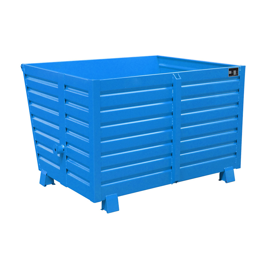 [049679] Contenedor metálico apilable y basculante mediante implante - Cap. 1,5 m³ - Dim.: 1200x1500x1000 mm - Azul ral 5012